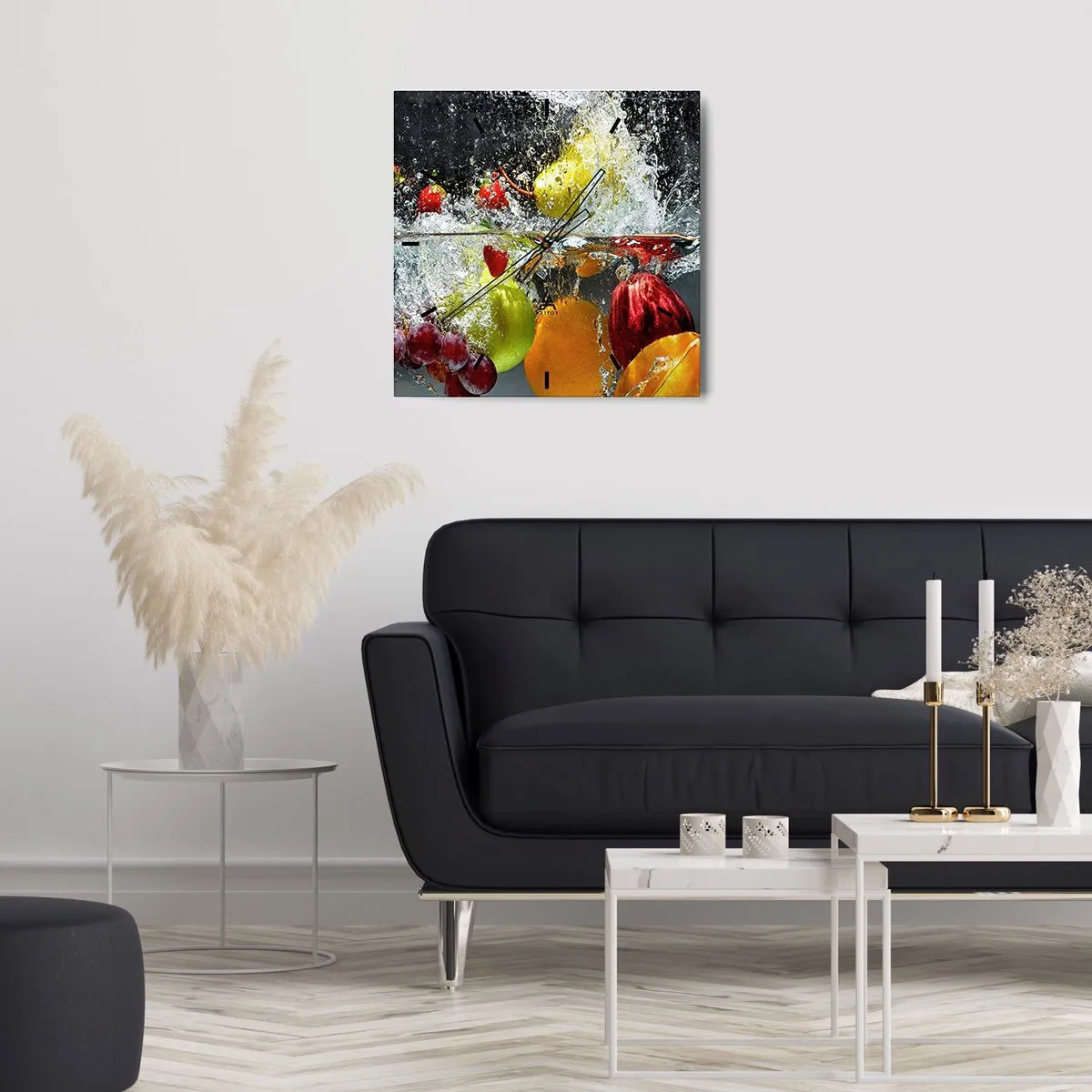 Ceas de perete - Ceas pe sticlă - Răcoritoare cu fructe - 30x30 cm