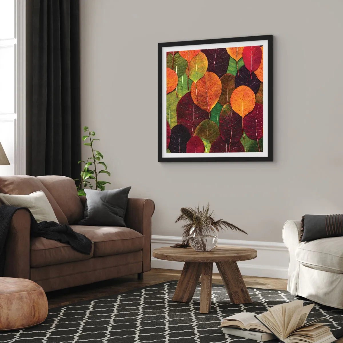 Poster în ramă neagră - Mozaic de toamnă - 30x30 cm
