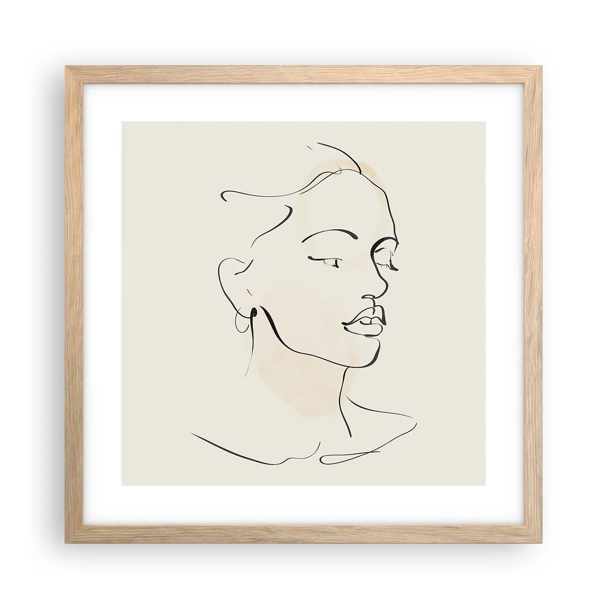 Poster în ramă de stejar deschis - Cu o linie sigură - 40x40 cm