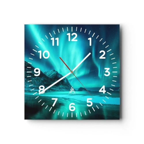 Ceas de perete - Ceas pe sticlă - Minunile din nord - 40x40 cm