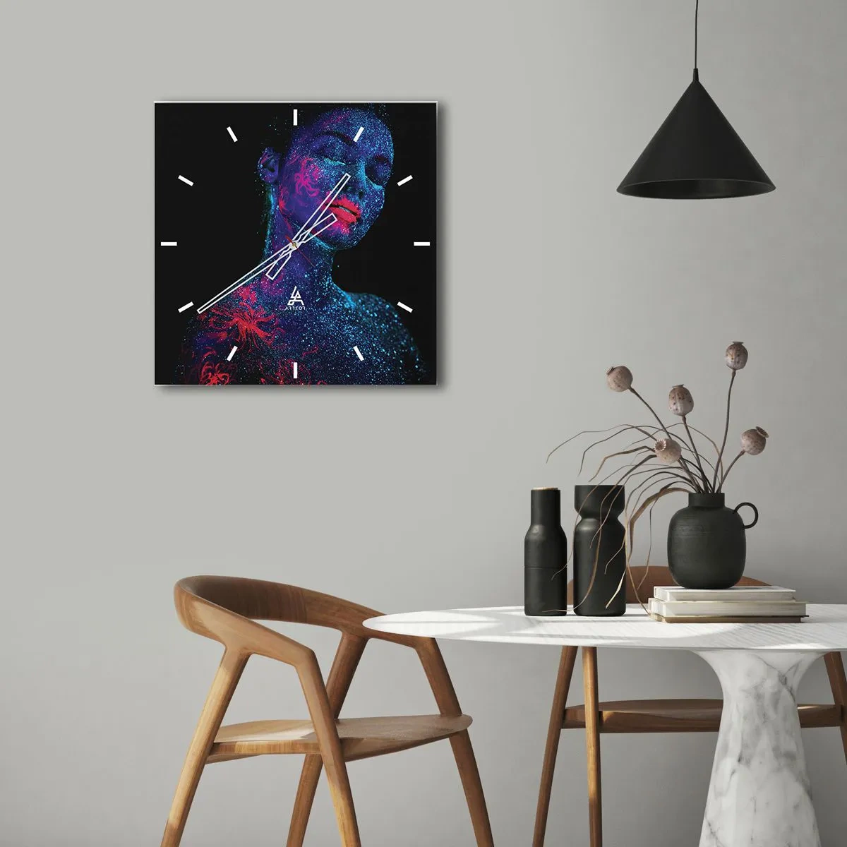 Ceas de perete - Ceas pe sticlă - În praf de stele - 40x40 cm