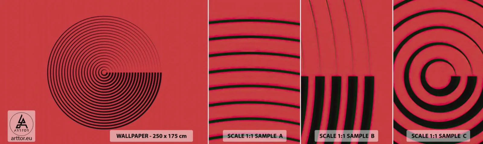 Mostră tapet autocolant Deluxe Sticker - Mișcare circulară - Minimalism, roată, Linii - 100x30 cm