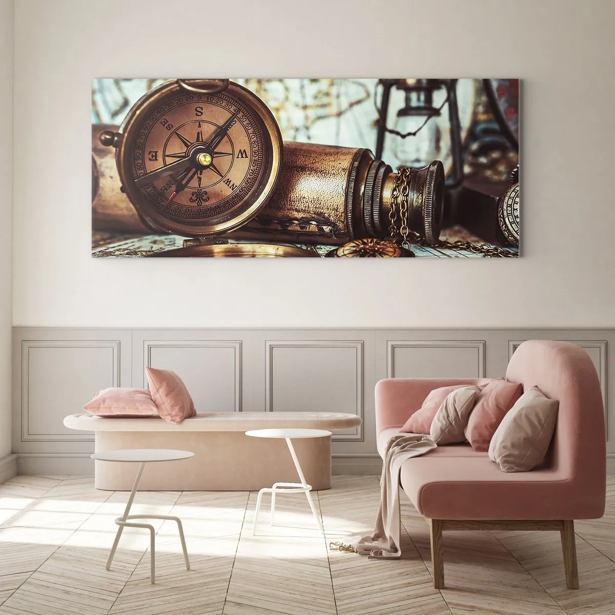 Tablou pe sticlă - Te așteaptă o aventură cu pirați în Caraibe - 90x30 cm