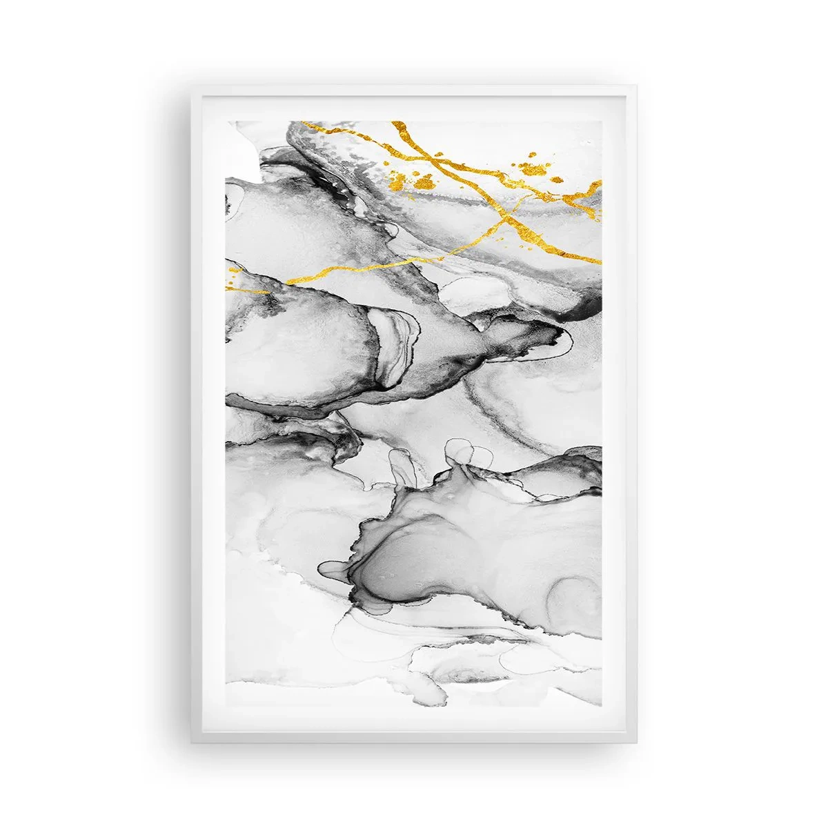 Poster în ramă albă - Compoziție cu motiv auriu - 61x91 cm