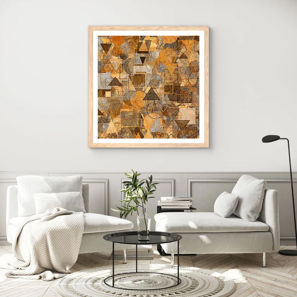 Poster în ramă de stejar deschis - Lumea băgată în formă - 30x30 cm