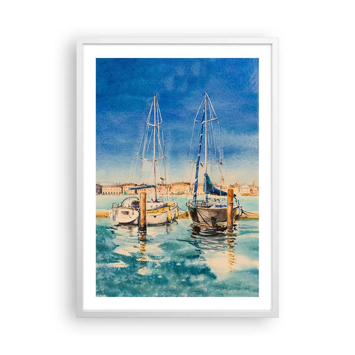 Poster în ramă albă - Laguna însorită - 50x70 cm