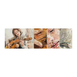 Mostră tapet autocolant Deluxe Sticker - Concert pentru chitară și inima unei fete - Chitară, Muzică, Fată - 100x30 cm