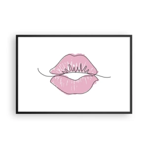 Poster în ramă neagră - Vrei un sărut? - 91x61 cm