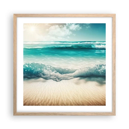Poster în ramă de stejar deschis - Calmul oceanului - 50x50 cm