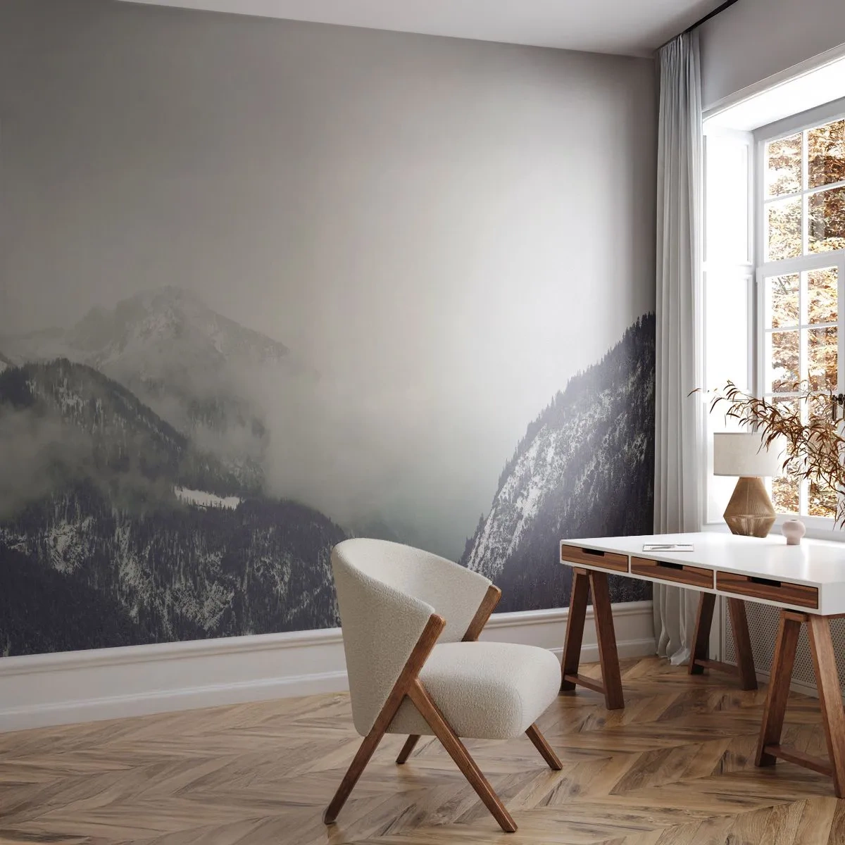 Tapet Standard Eco - Valea cețoasă - Munţi, pădure, Peisaj - 500x350 cm