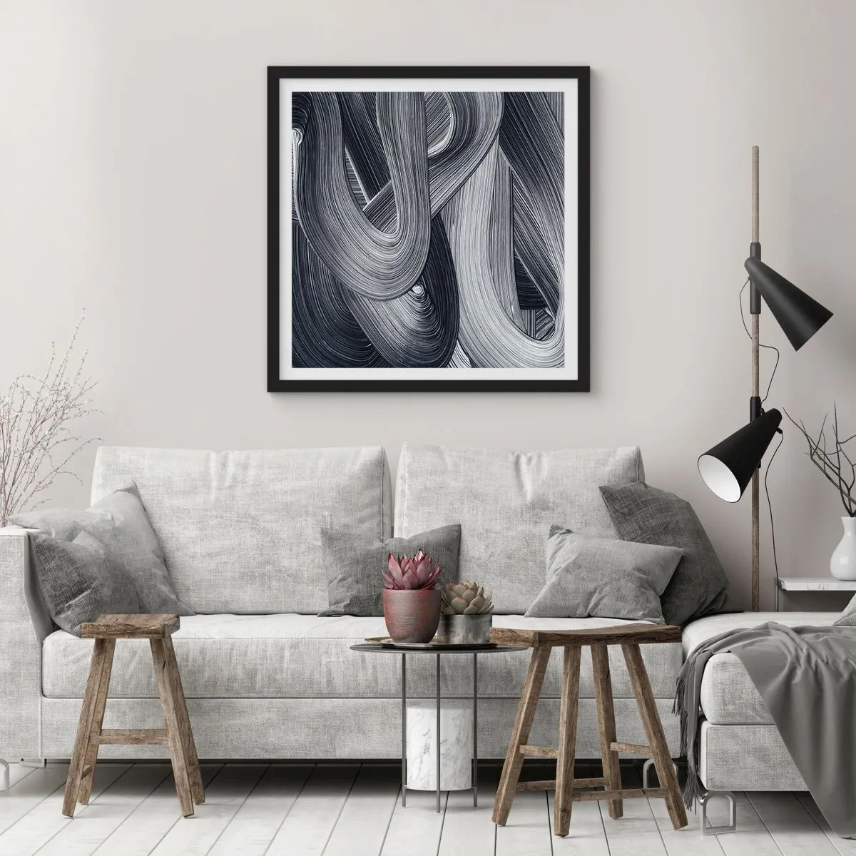 Poster în ramă neagră - Fluiditatea realității - 30x30 cm
