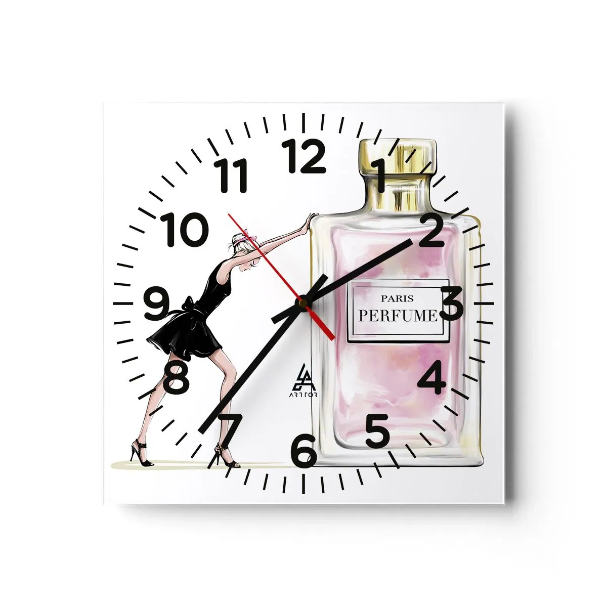 Ceas de perete - Ceas pe sticlă - Esența feminității - 30x30 cm