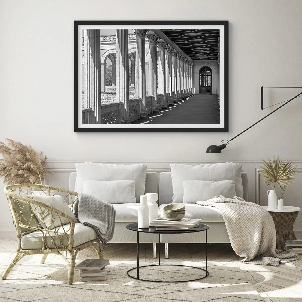 Poster în ramă neagră - Arcadă însorită - 70x50 cm