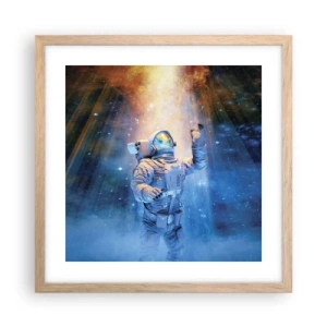 Poster în ramă de stejar deschis - În cele din urmă am ajuns - 40x40 cm