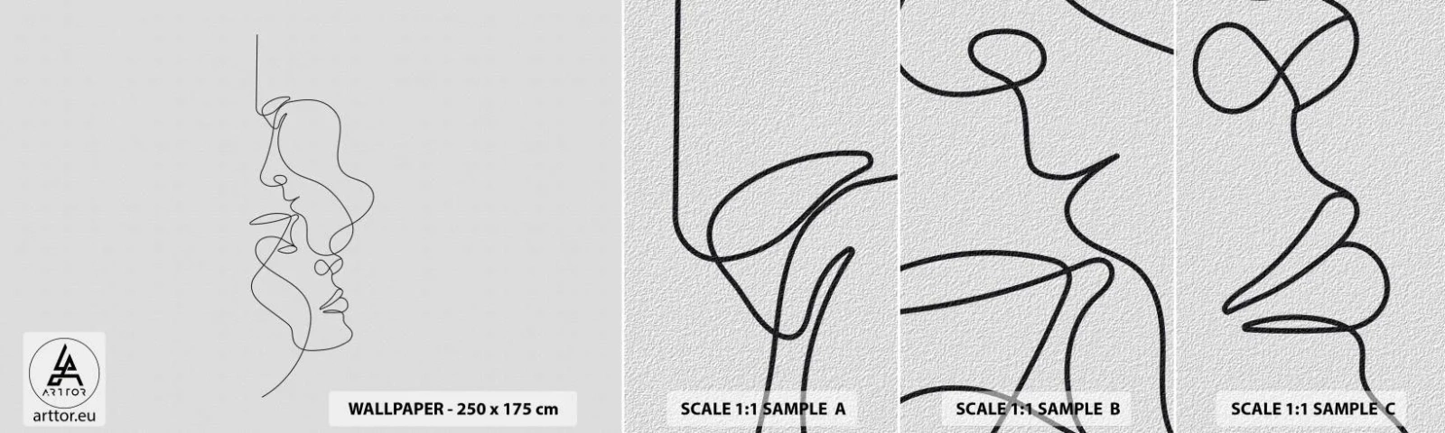 Mostră de Tapet Standard Eco - Dorință vorace - Grafică, Cuplu îndrăgostit, Pup - 100x30 cm