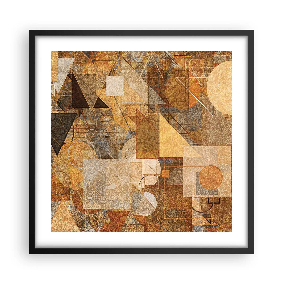 Poster în ramă neagră - Studiu cubist de bronz - 50x50 cm