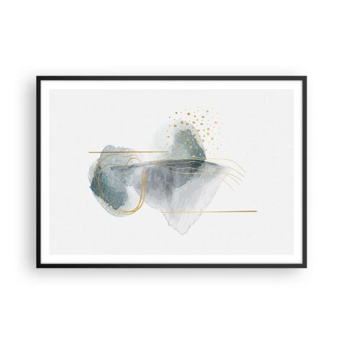 Poster în ramă neagră - Despre relația dintre gri și auriu - 100x70 cm