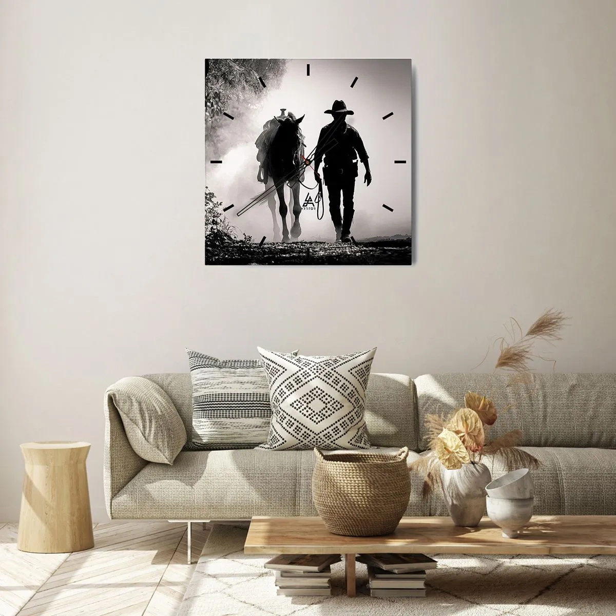 Ceas de perete - Ceas pe sticlă - Texas de dimineața - 30x30 cm