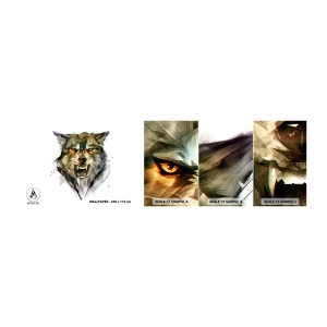 Mostră tapet autocolant Deluxe Sticker - Nici un pas! - Abstracția, Animale, Lup - 100x30 cm