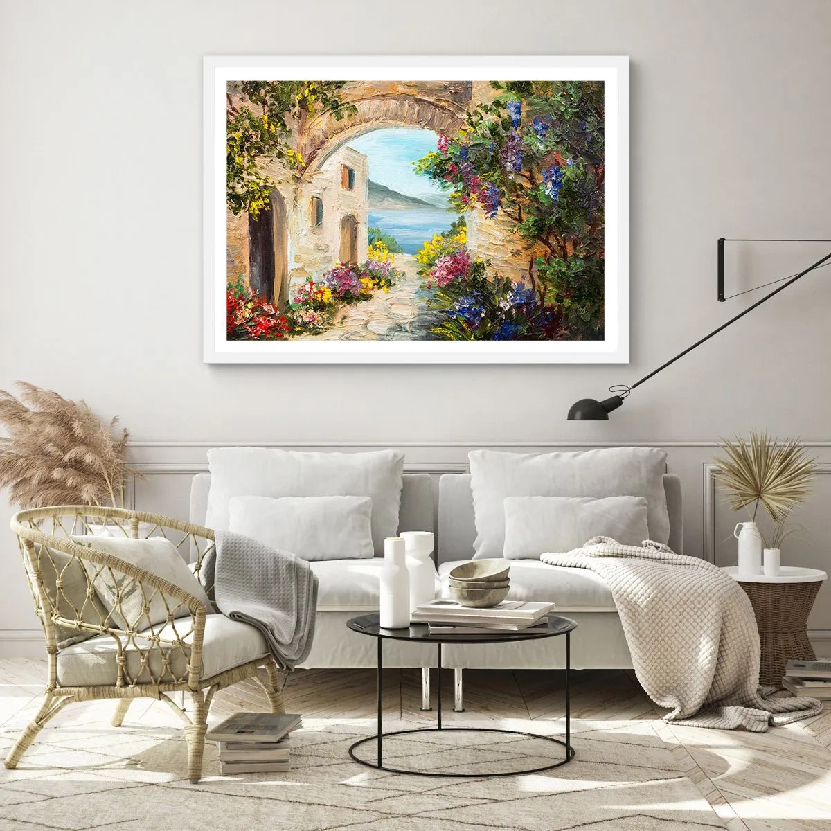 Poster în ramă albă - Farmecul peisajului de coastă - 100x70 cm