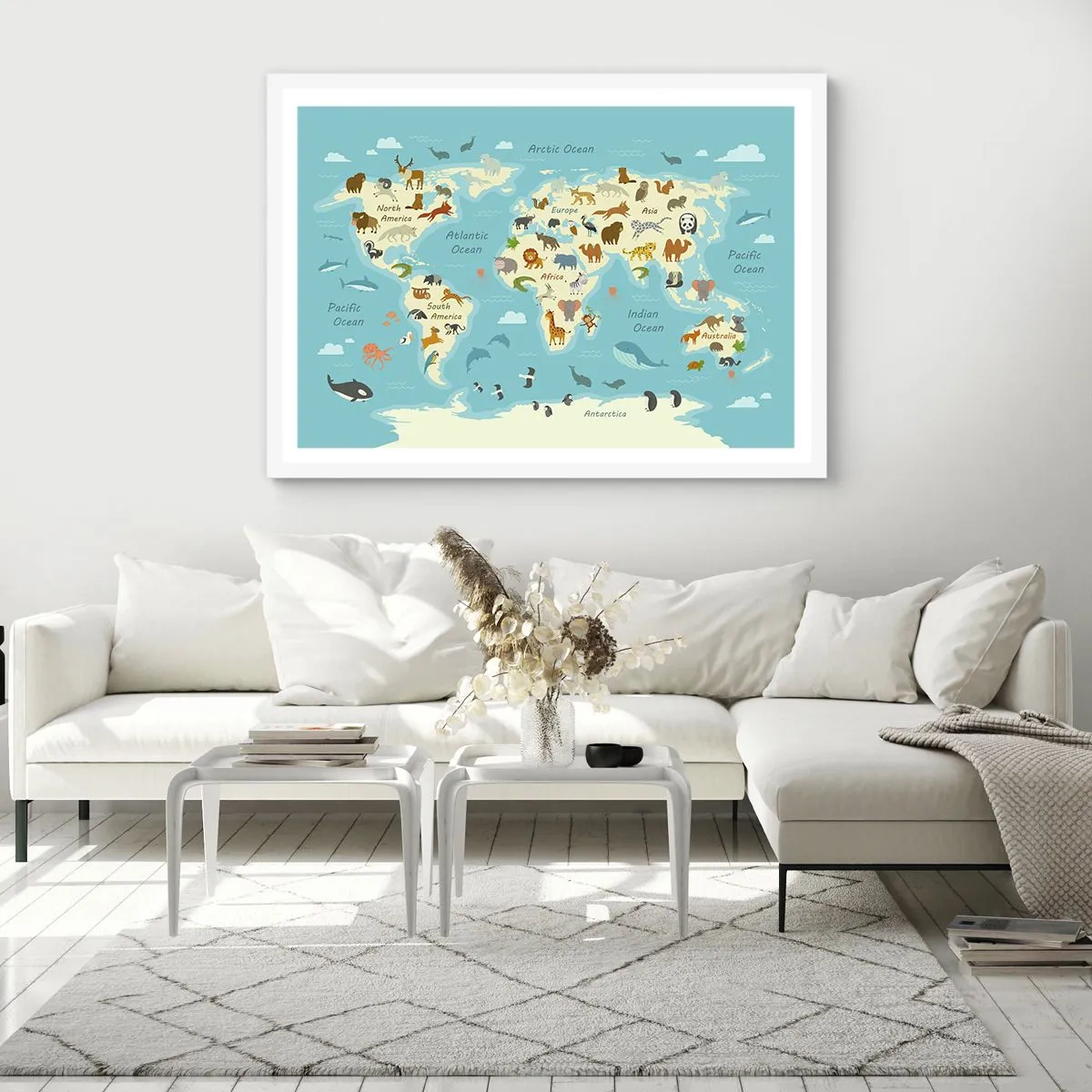 Poster în ramă albă - Vecini buni - 70x50 cm