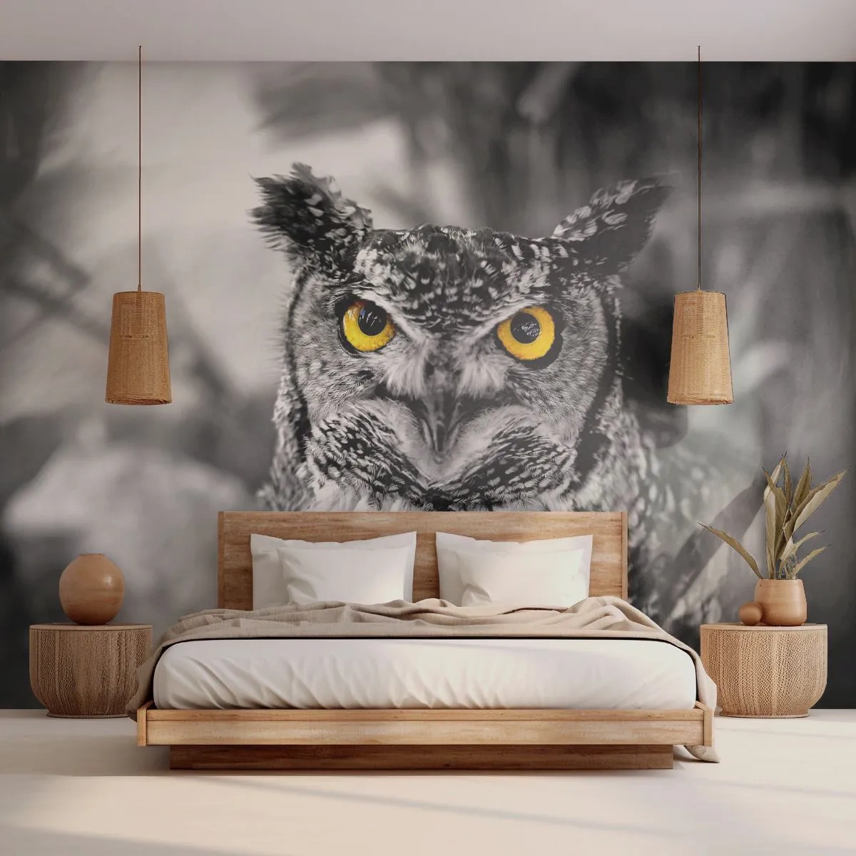 Tapet Premium Canvas - Nimic nu poate fi ascuns - Păsări, Bufniţă, Natură - 250x175 cm