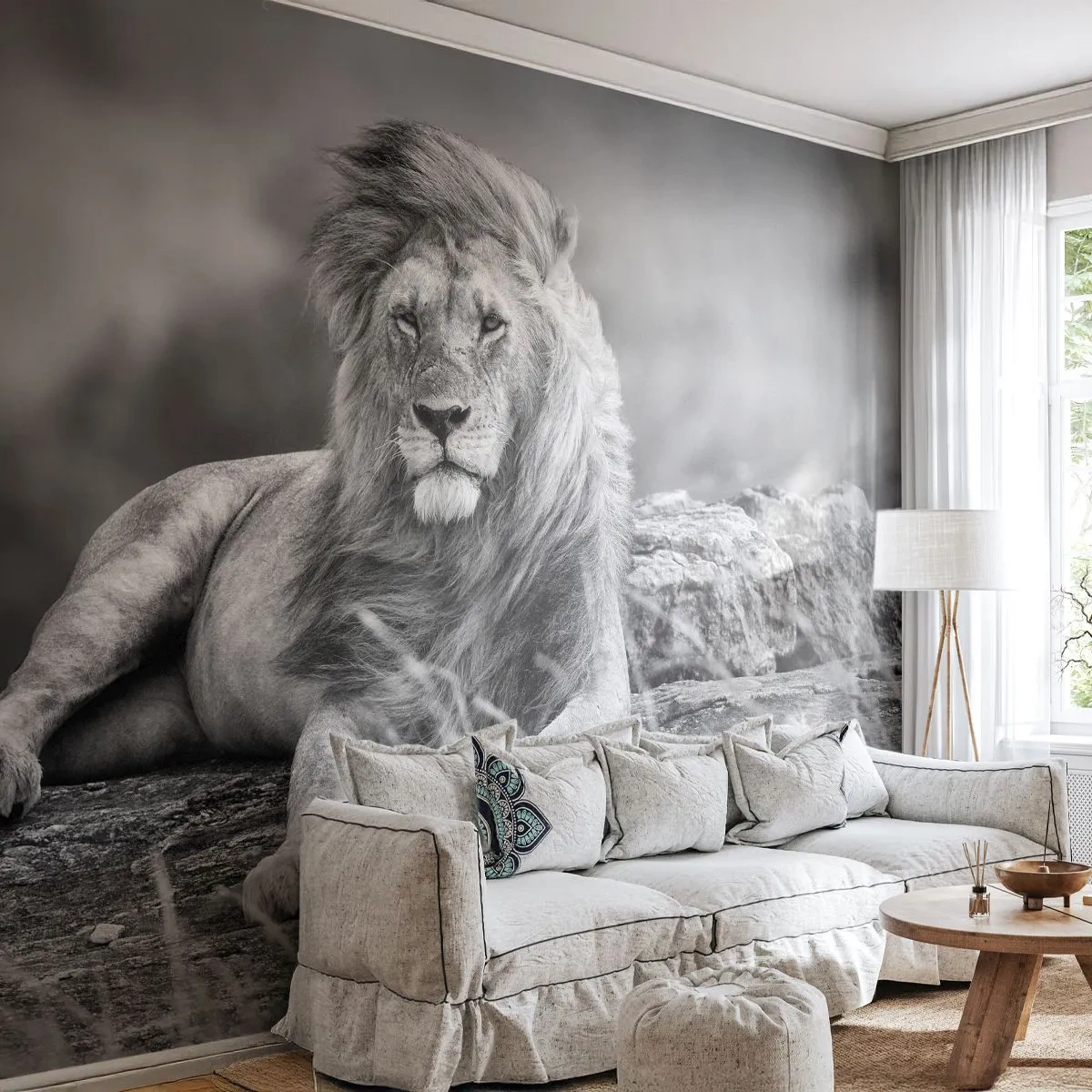 Tapet Autoadeziv Deluxe Sticker - Siesta regală - Leu, Animale, Natură - 250x175 cm