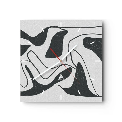 Ceas de perete - Ceas pe sticlă - Distracție abstractă în labirint - 40x40 cm