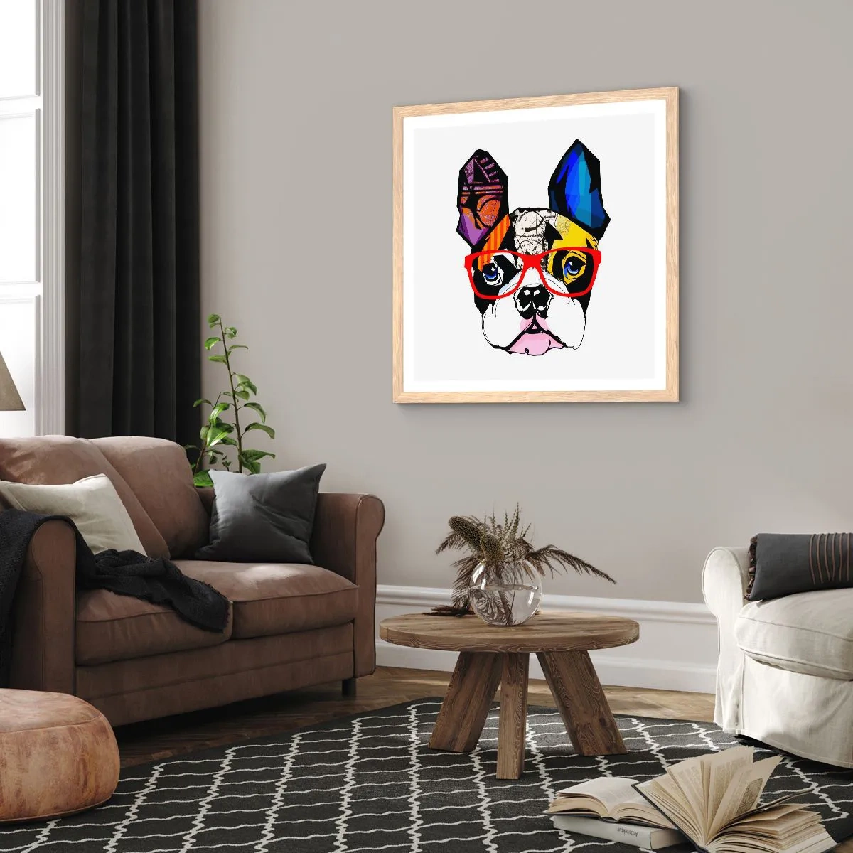 Poster în ramă de stejar deschis - Intelectualist - 50x50 cm