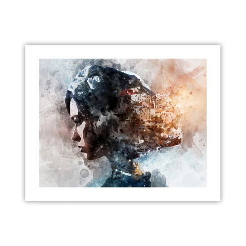 Poster - Povestea unei fete cu un oraș în fundal - 50x40 cm