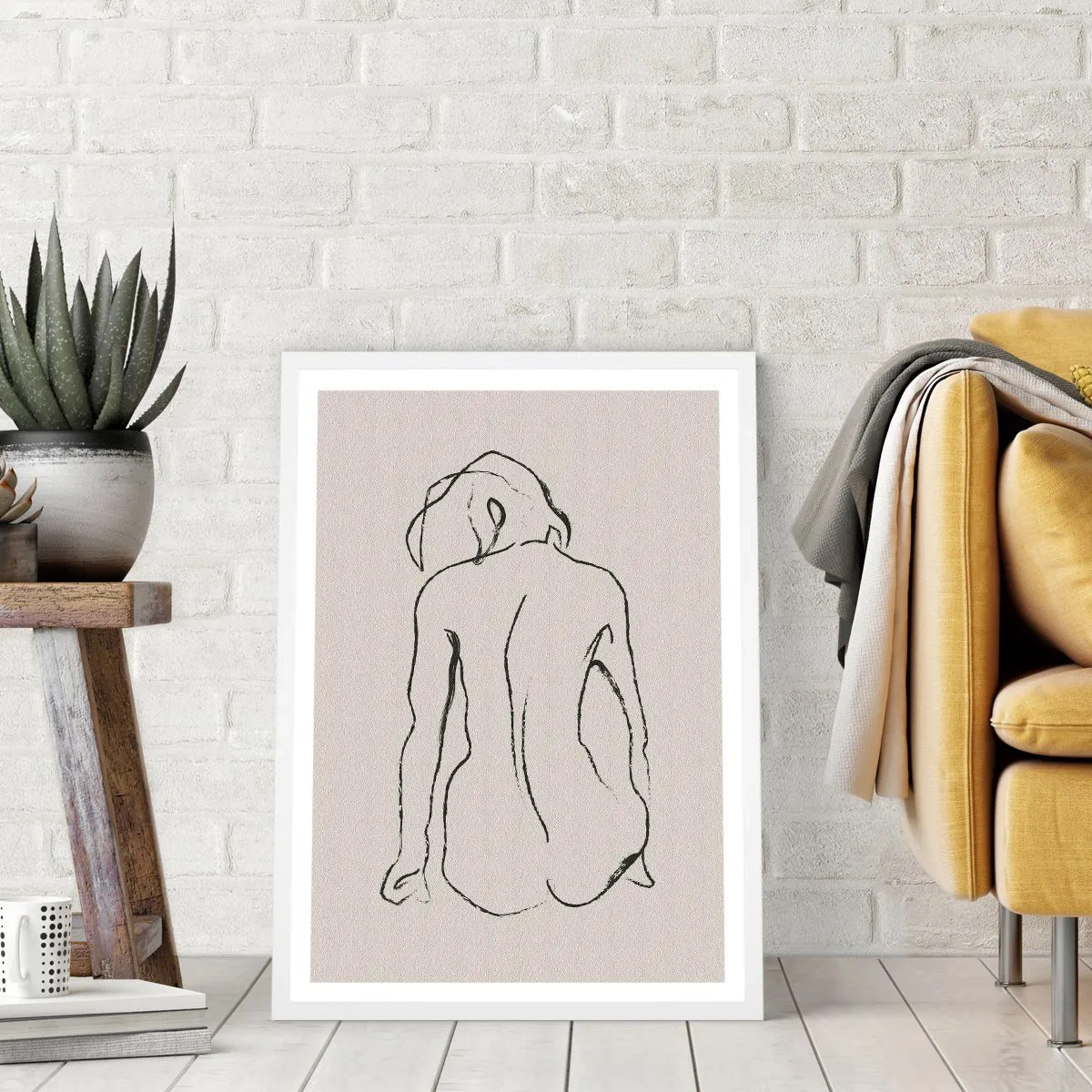 Poster în ramă albă - Nud de fată - 50x70 cm