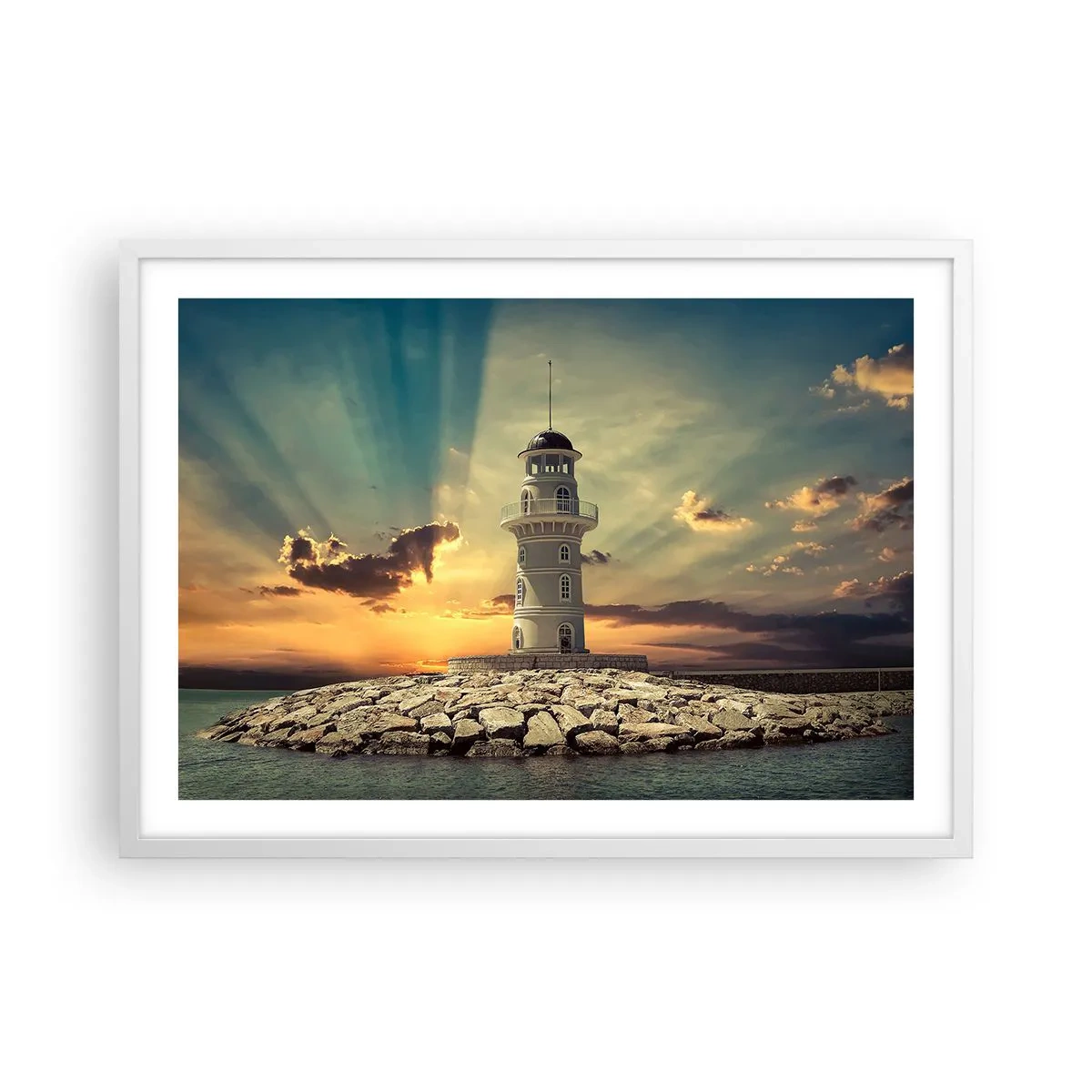 Poster în ramă albă - Lumină - Bunătate - Frumusețe - 70x50 cm