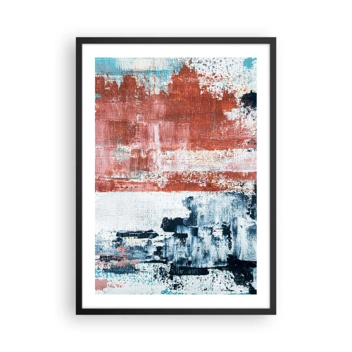 Poster în ramă neagră - Compoziție abstractă în nuanțe de roșu, alb și albastru - 50x70cm - Jumi-juma abstract - Decorațiune modernă pentru perete pentru living și dormitor ARTTOR