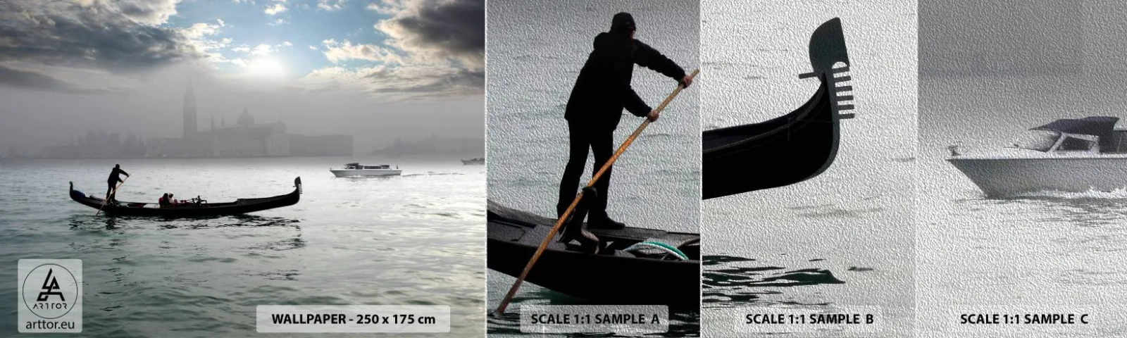 Mostră tapet Premium Sand - Un oraș fabulos de apă și ceață - Peisaj, Oraș, Veneția - 100x30 cm