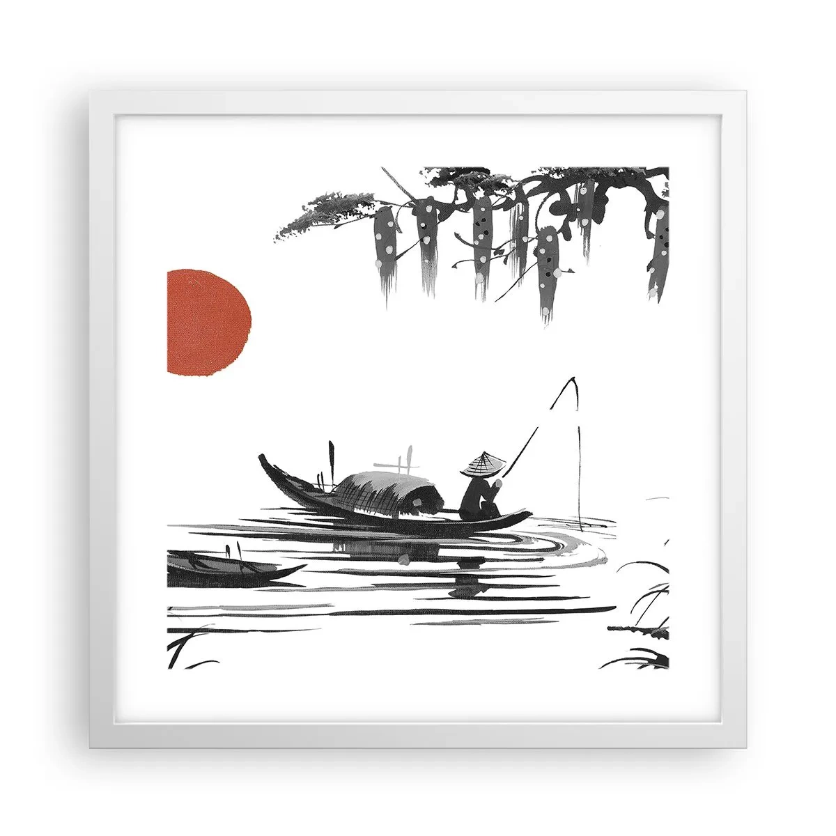 Poster în ramă albă - O după-amiază asiatică - 40x40 cm