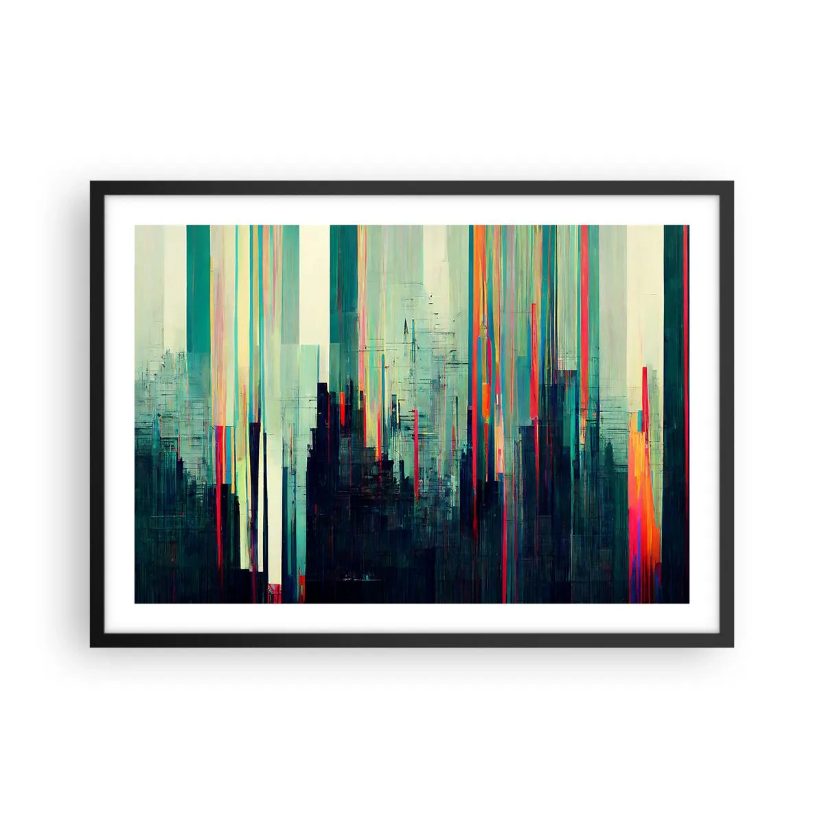 Poster în ramă neagră - Oraș futurist - 70x50 cm