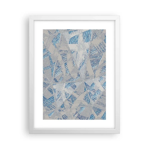 Poster în ramă albă - Într-un labirint de gri-albastru - 30x40 cm