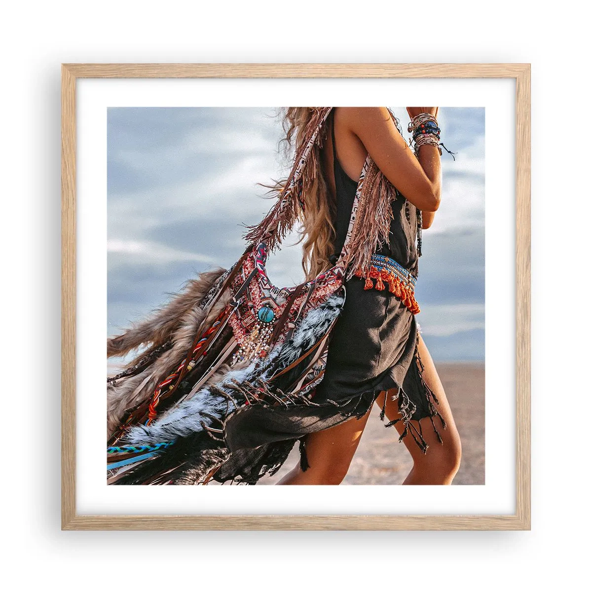 Poster în ramă de stejar deschis - Iubita șamanului - 50x50 cm