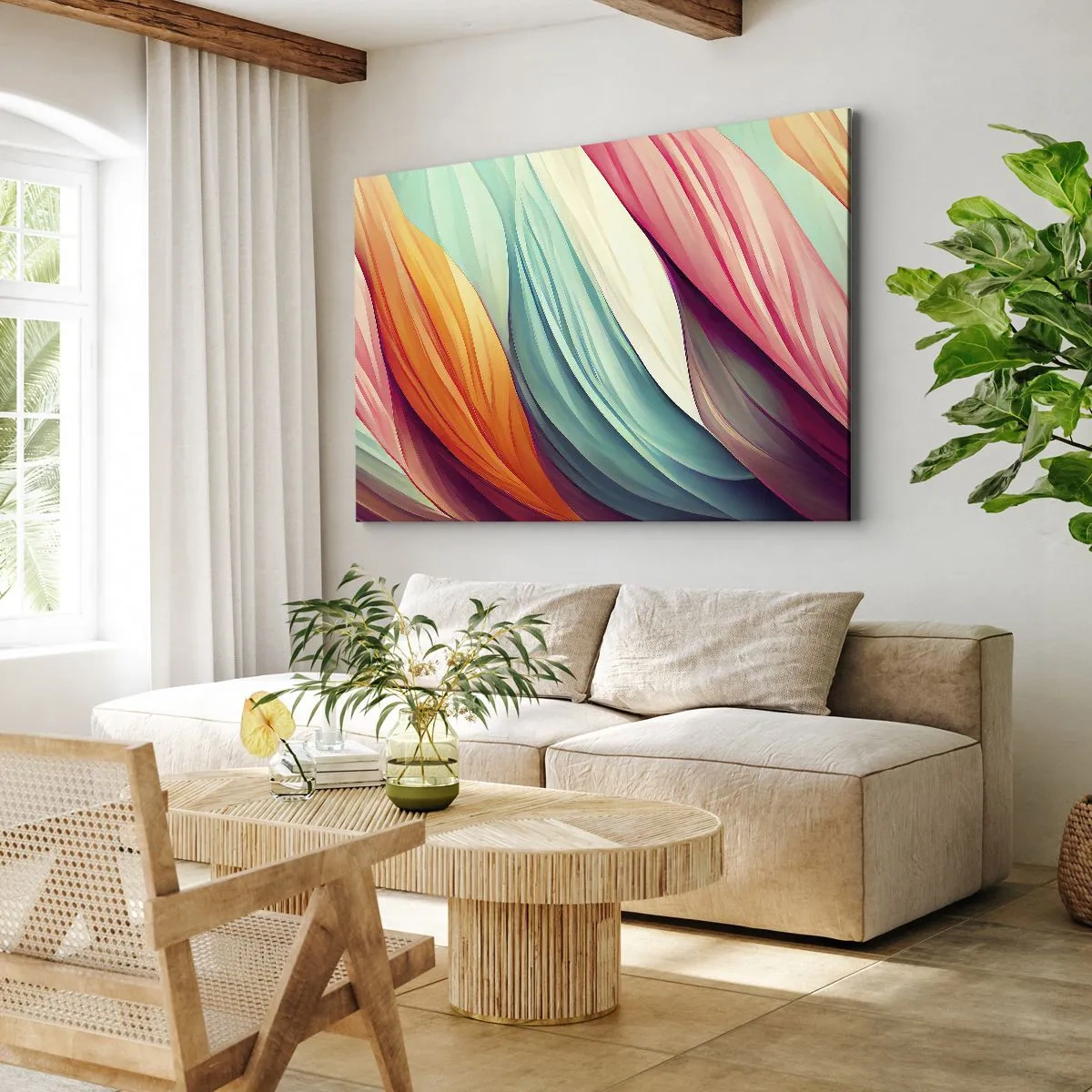 Tablou pe pânză - Țesătură de curcubeu - 70x50 cm