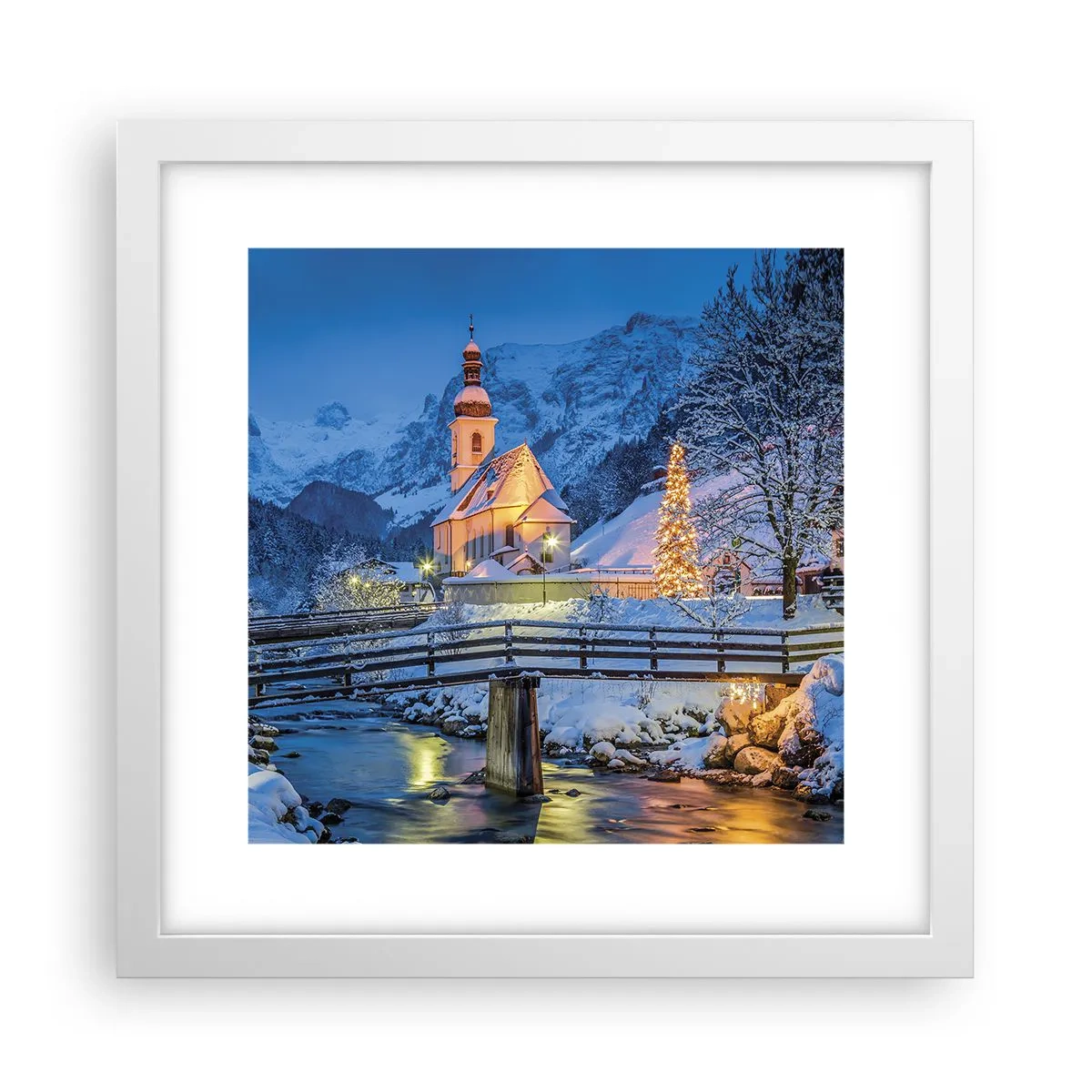 Poster în ramă albă - Spiritul Crăciunului - 30x30 cm