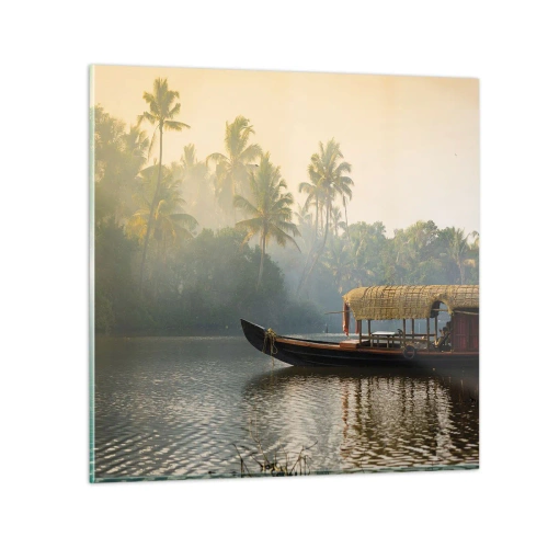 Tablou pe sticlă - Casă pe râu - 60x60 cm