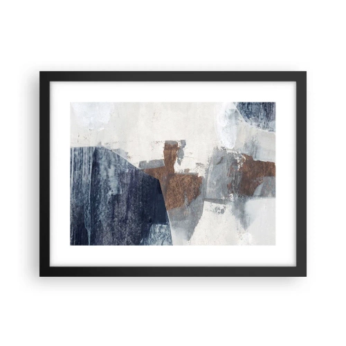 Poster în ramă neagră - Forme albastre-maronii - 40x30 cm