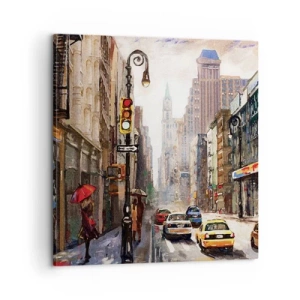 Tablou pe pânză - New York - plin de culoare și în ploaie - 60x60 cm