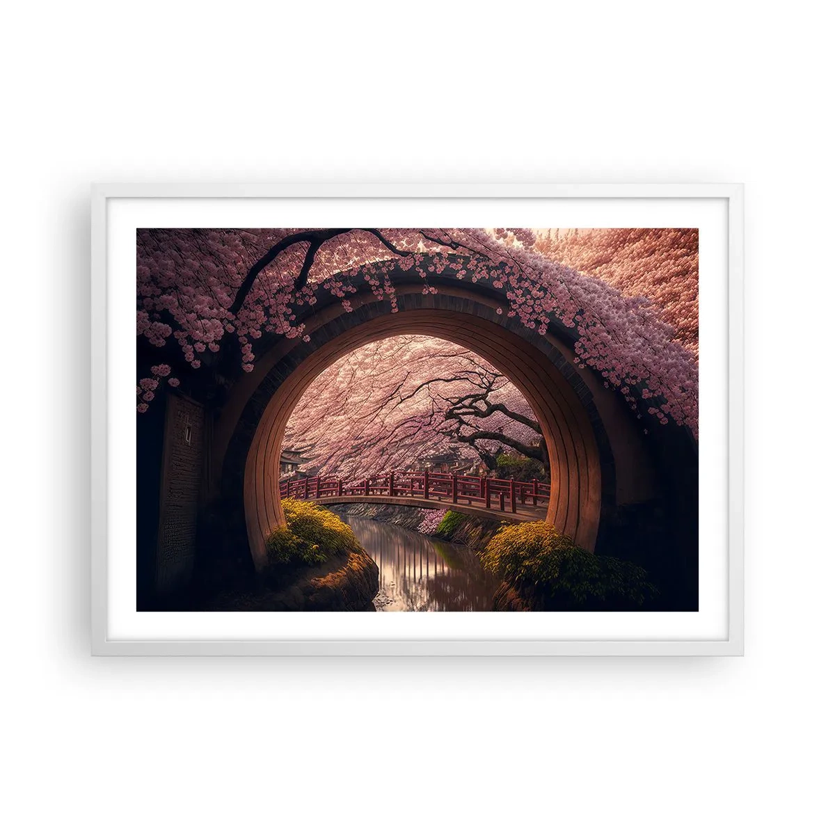 Poster în ramă albă - Primăvara japoneză - 70x50 cm