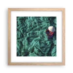 Poster în ramă de stejar deschis - Într-o mare de rețea - 30x30 cm