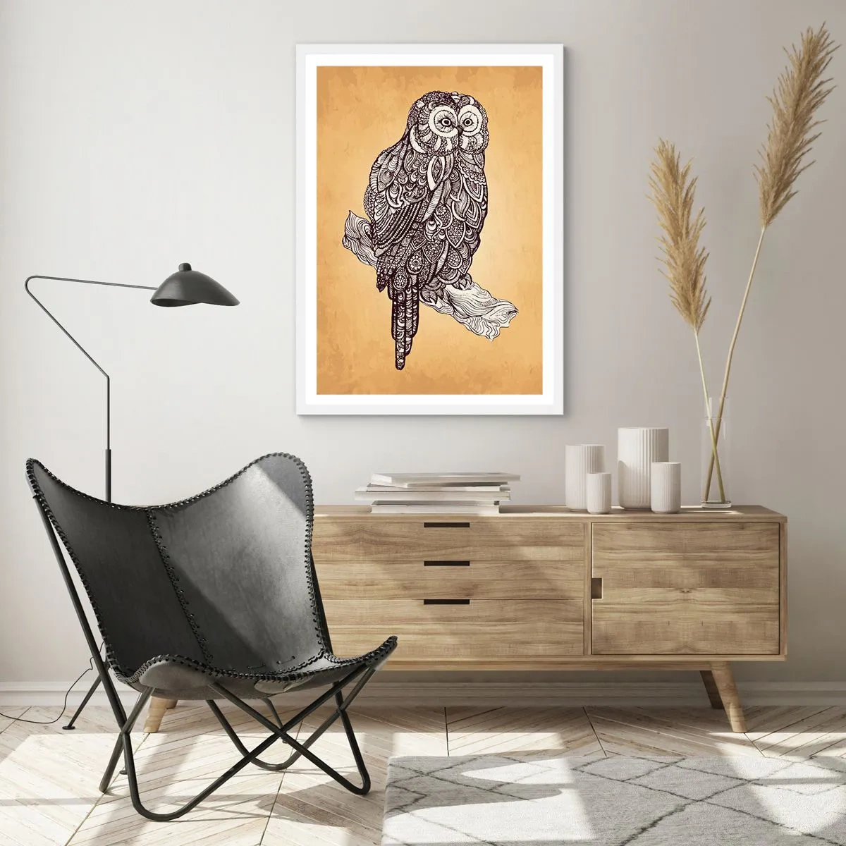 Poster în ramă albă - Ornamente complicate de înțelepciune - 30x40 cm