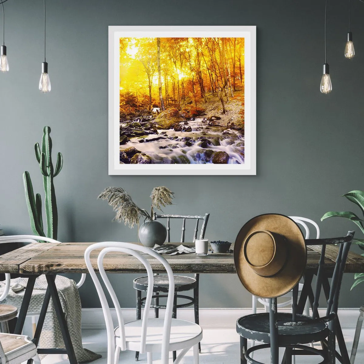 Poster în ramă albă - Pietre montate în aur și platină - 50x50 cm