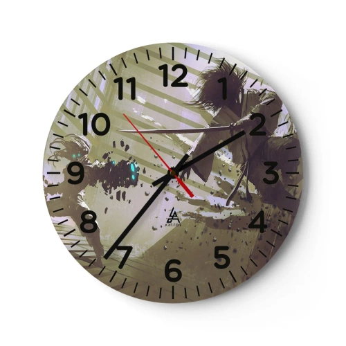 Ceas de perete - Ceas pe sticlă - Și tu poți fi samurai - 40x40 cm