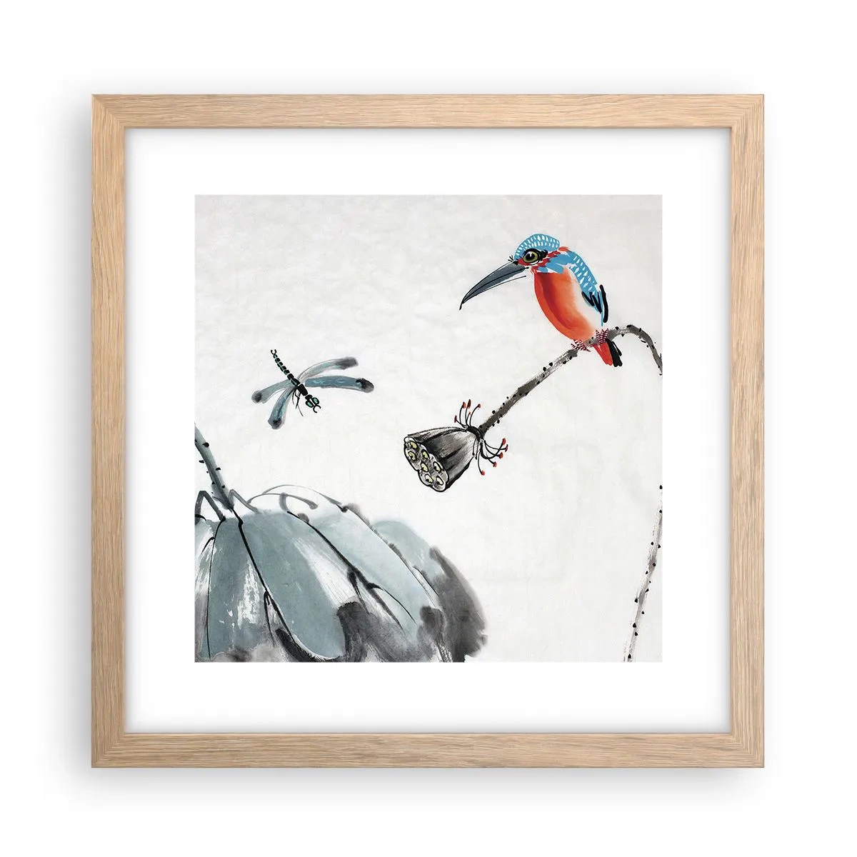 Poster în ramă de stejar deschis - Viața de pajiște - 30x30 cm