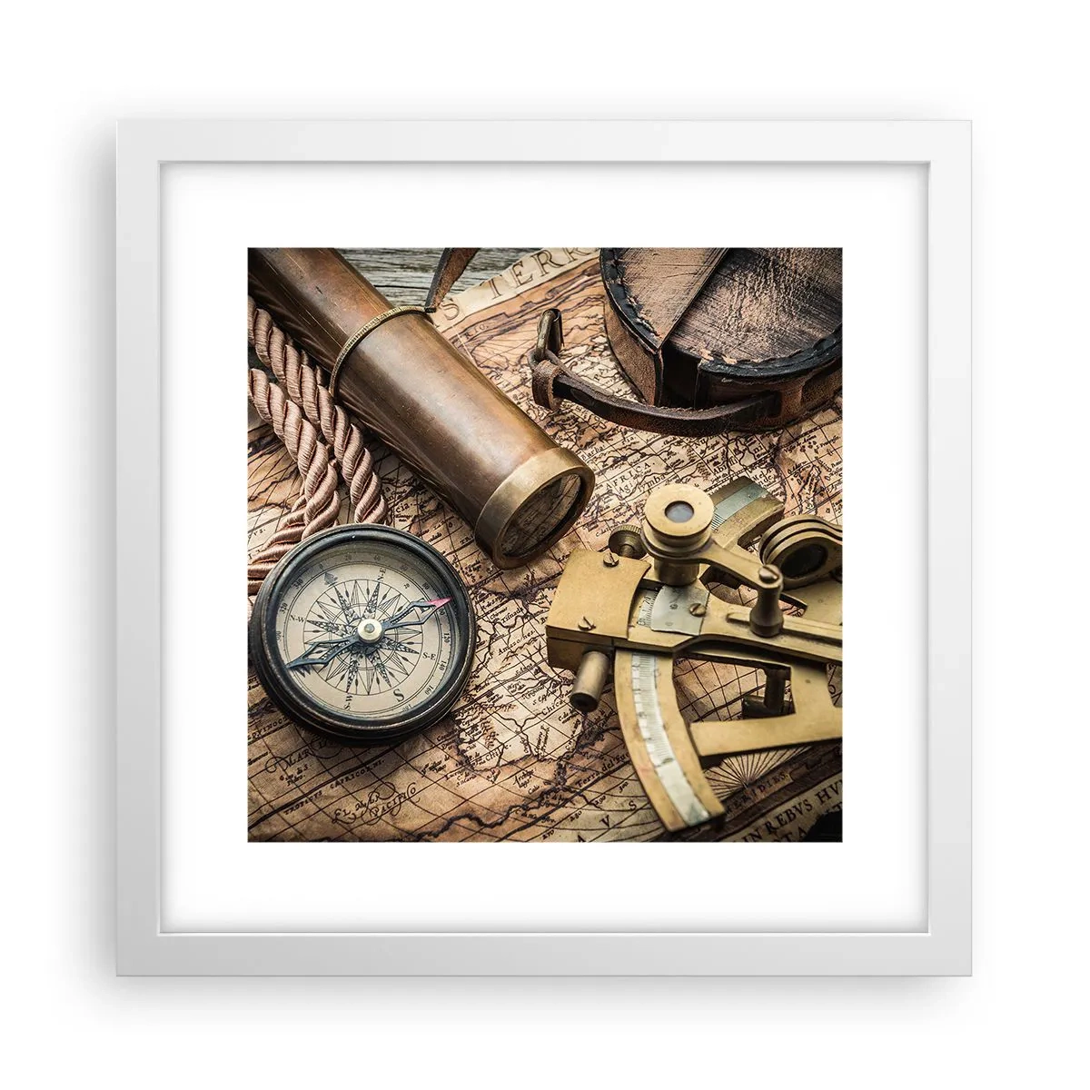 Poster în ramă albă - Stabilește cursul - 30x30 cm